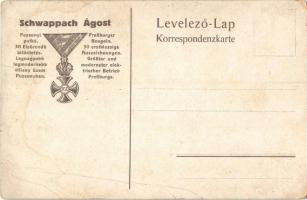 Pozsony, Pressburg, Bratislava; Schwappach Ágost Pozsonyi Patkó reklámlap, pozsonyi kiflis üdvözlőla...