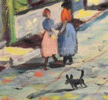 T. Johnstone jelzéssel: Utcarészlet. Olaj, farost, 50,5x60,5 cm