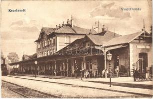 1929 Kecskemét, vasútállomás, gőzmozdony (fa)