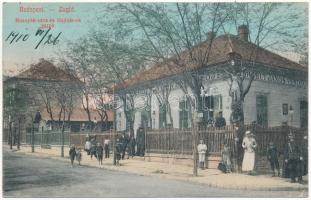 1910 Budapest XIV. Zugló, Bosnyák utca és Hajtsár út sarok, Hernhut János vendéglője. Váradi Béla kiadása 818. (EK)