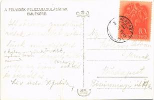 1938 Párkány, Stúrovo; bevonulás, díszkapu, magyar zászló / entry of the Hungarian troops, decorated...