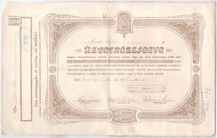 Karcag 1918. Karczagi ipari és gazdasági hitelszövetkezet, mint az Országos központi hitelszövetkezet tagja; névre szóló üzletrészjegye 50K-ról, szelvényekkel, bélyegzéssel T:III
