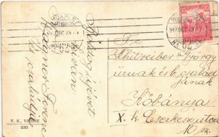 1917 Boldog új évet! Győri pezsgő törpékkel / New Year greetinng, champagne with dwarves. V.K. Vienn...