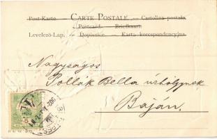 1902 Káró dáma (Francia kártya) / Queen of Diamonds (French card). Art Nouveau, Emb. B.R.W. 409. (EK...