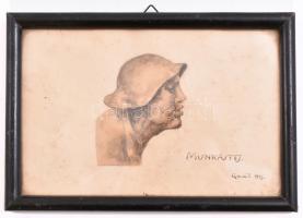 Gaál jelzéssel: Munkásfej 1915. akvarell, papír. Üvegezett keretben. 11x15 cm