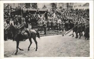 1940 Kolozsvár, Cluj; bevonulás, Horthy Miklós és Purgly Magdolna / entry of the Hungarian troops, Regent Horthy and Purgly