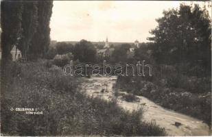 1941 Csobánka, Dera patak, templomok, híd. Foto Gegess, photo