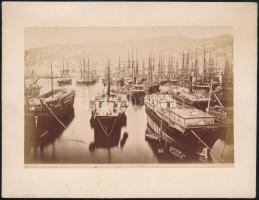 cca 1880 Genova, kikötő, kartonra ragasztott fotó, 9,5×14 cm