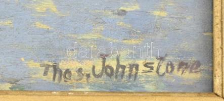 T. Johnstone jelzéssel: Vitorlások. Olaj, vásznazott lemez, üvegezett fa keretben. 30x40 cm