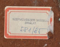 T. Johnstone jelzéssel: Vízparti táj. Olaj, farost, üvegezett fa keretben. Hátoldalán Szépművészeti ...