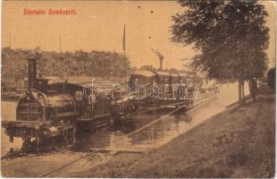 Gombos, Bogojeva; egy mozdony gőzkompra állítása. Tippl Józsefné kiadása / steam ferry with locomotive (EK)