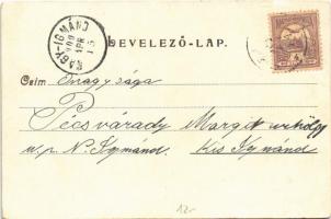 1900 Easter greeting art postcard, angel heads with egg. Art Nouveau, floral, litho (EB)