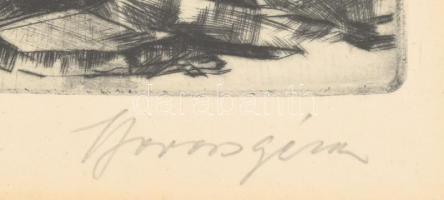 Boross Géza (1908-1971): Balaton, rézkarc, papír, jelzett,  19x29 cm üvegezett keretben