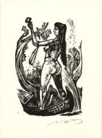 Erotikus ex libris; szignált 10x14 cm