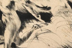 Azonosítatlan jelzéssel: Harc. Erotikus rézkarc. XX. sz. eleje. 31x34 cm