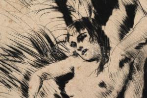 Azonosítatlan jelzéssel: Harc. Erotikus rézkarc. XX. sz. eleje. 31x34 cm