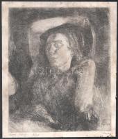 Varga Nándor Lajos (1895-1978): Alvó lány. Rézkarc, papír, jelzett, sorszámozott 2/25. 23,5x20 cm