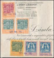 1923 Bp., Budapestvidéki Kőszénbánya Részvénytársaság fejléces számlája okmánybélyegekkel