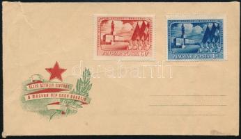 1951 Éljen Sztálin elvtárs a magyar nép nagy barátja feliratú boríték, 2 db bélyeggel