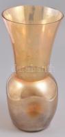Irizáló arany üveg váza. Fújt, kézzel készített. Hibátlan. 24 cm