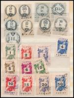 1868 47 db illetékbélyeg, köztük sorok is, közepes berakólap mindkét oldalán