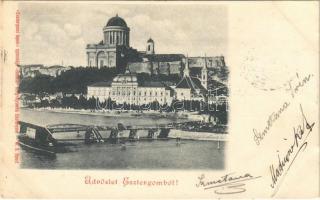 1899 Esztergom, Bazilika, Hajóállomás. Esztergomi lapok nyomdája Hunnia könyvnyomda kiadása