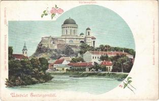 1900 Esztergom, Vártemplom, Bazilika. Strompf Ignác kiadása 5447. sz. Floral