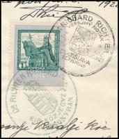 1918 Pozsony, végrendelet átadásáról szóló jegyzőkönyv okmánybélyeggel