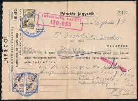 1945-1946 Bp., Herco irodai gépkellékek szaküzlete 2 db fejléces pénztári jegyzék