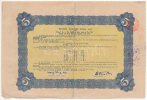 Kína 1926. "Nationalist Government Lottery Loan" sorsjegykölcsön 5$-ról, bélyegzésekkel T:...