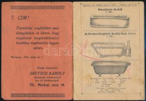 1933 Bp., Deutsch Károly egészségügyi berendezések, vízvezeték felszerelések, vas és fémkereskedés á...