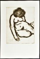 Rippl-Rónai József (1861-1927): Ülő akt (Fürdés előtt), 2012-es lehúzás. Rézkarc, papír. Jelzés nélk...