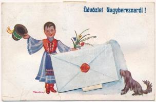 1944 Nagyberezna, Velykyi Bereznyi, Velky Berezny; népviseletes leporello / folklore leporellocard s: Bernáth