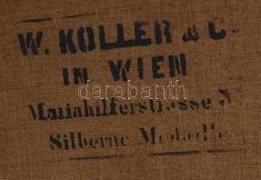 Mezey Lajos (1820-1880): Romantikus táj, 1879. Olaj, vászon. Jelzett a hátoldalán. Restaurált. Antik...
