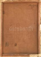 Mezey Lajos (1820-1880): Romantikus táj, 1879. Olaj, vászon. Jelzett a hátoldalán. Restaurált. Antik...