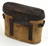II. világháborús német távcső tok, övtáska. Vászon és bőr. Sérült. 18x15 cm / World War II. binocula...