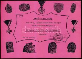 Pápa 2001. "Pápai Érem- és Fegyverbörze" 200Ft pénzpótló utalvány T:I Csak 60-70db-ot nyomtak belőle!