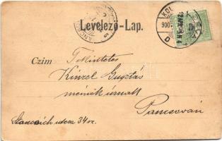 1900 Kolozsvár, Cluj; Trencsén tér egy részlete, Erdőigazgatóság, Pénzügyi palota, Emke palota, Theo...