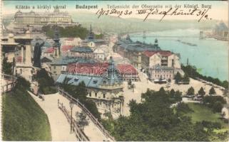 1913 Budapest I. Kilátás a Gellérthegyről, Tabán, Lánchíd, Királyi vár, Purgo (képeslapfüzetből / from postcard booklet)