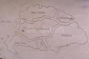 Nagy-Magyarország tálca, kézi gravírozású, rozsdamentes acél, újszerű állapotban, 40x31 cm