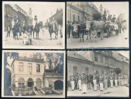 cca 1918-1920 Esztergom, ünnepi felvonulás, virágokkal díszített kocsikkal, jelmezes életképekkel, c...