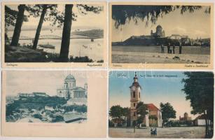 9 db régi városképes lap: Párkány, Esztergom / 9 pre-1945 town-view postcards: Stúrovo, Esztergom