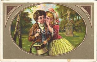 Frohes Gedenken / Children art postcard, romantic couple. Wenau-Delila No. 1195D. s: E. Student (EK)