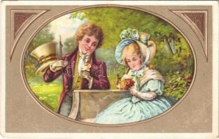 Frohes Gedenken / Children art postcard, romantic couple. Wenau-Delila No. 1196D. s: E. Student (EM)