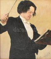 K. Edit jelzéssel: Az ifjú Beethoven. Olaj, vászon. Dekoratív fa keretben. 20,5x17,5 cm