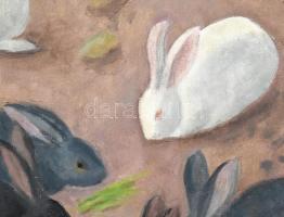 Hranitzky Ilona (1889-?): Nyulak. Olaj, vászon, jelzett, 80,5x65 cm