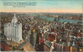 New York City, Birds Eye view of Manhattan, East River and Brooklyn from Woolworth Building (gluemark)