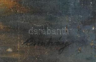 Csontváry jelzéssel: Holtak szigete. Olaj, vászon, sérült. 60x80 cm