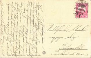 1928 Síbaleset, humor. Téli sport művészlap / Ski accident, humour. Winter sport art postcard. A. Ru...