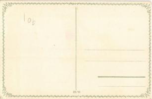 Síelő hölgy. Humoros téli sport művészlap / Skiing lady. Humorous winter sport art postcard, litho